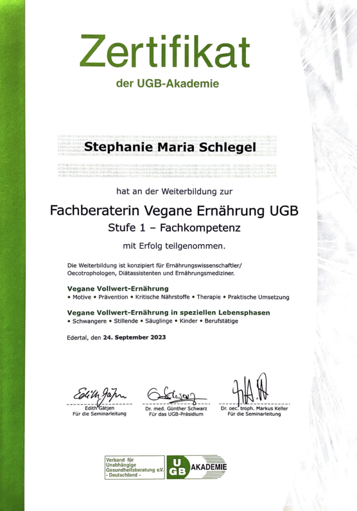 Zertifikat Weiterbildung beim UGB